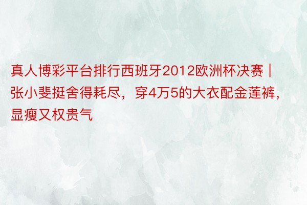 真人博彩平台排行西班牙2012欧洲杯决赛 | 张小斐挺舍得耗尽，穿4万5的大衣配金莲裤，显瘦又权贵气