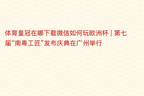 体育皇冠在哪下载微信如何玩欧洲杯 | 第七届“南粤工匠”发布庆典在广州举行